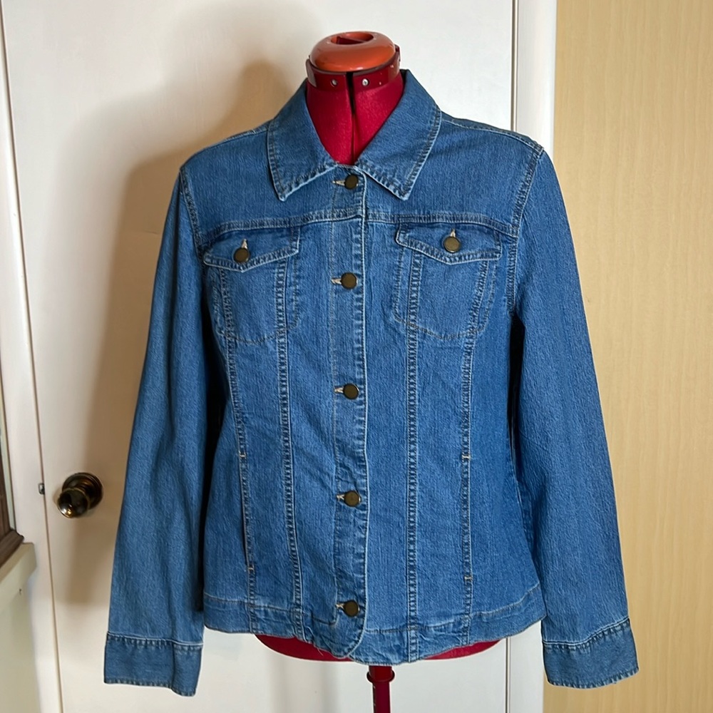 Women’s Croft and Barrow Jean Jacket SZ L - Picture 2 of 9